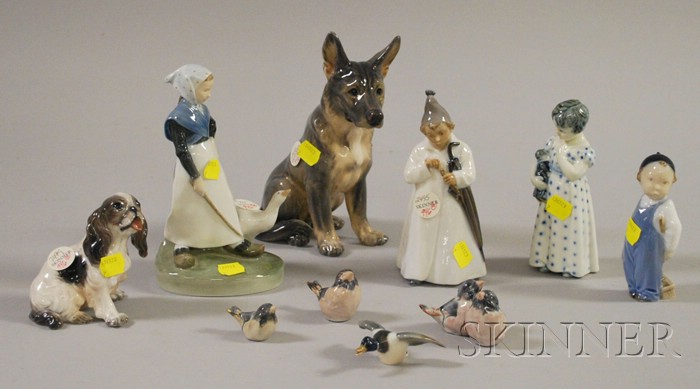 Appraisal: Ten Royal Copenhagen and Danish Porcelain and Ceramic Figurals a