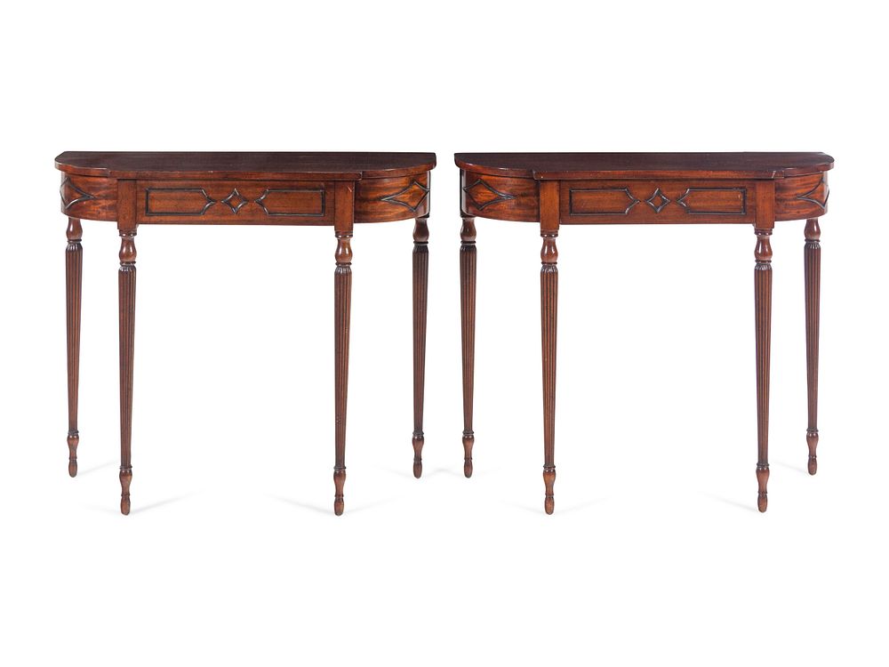 Appraisal: A Pair of Regency Style Mahogany Console Tables A Pair