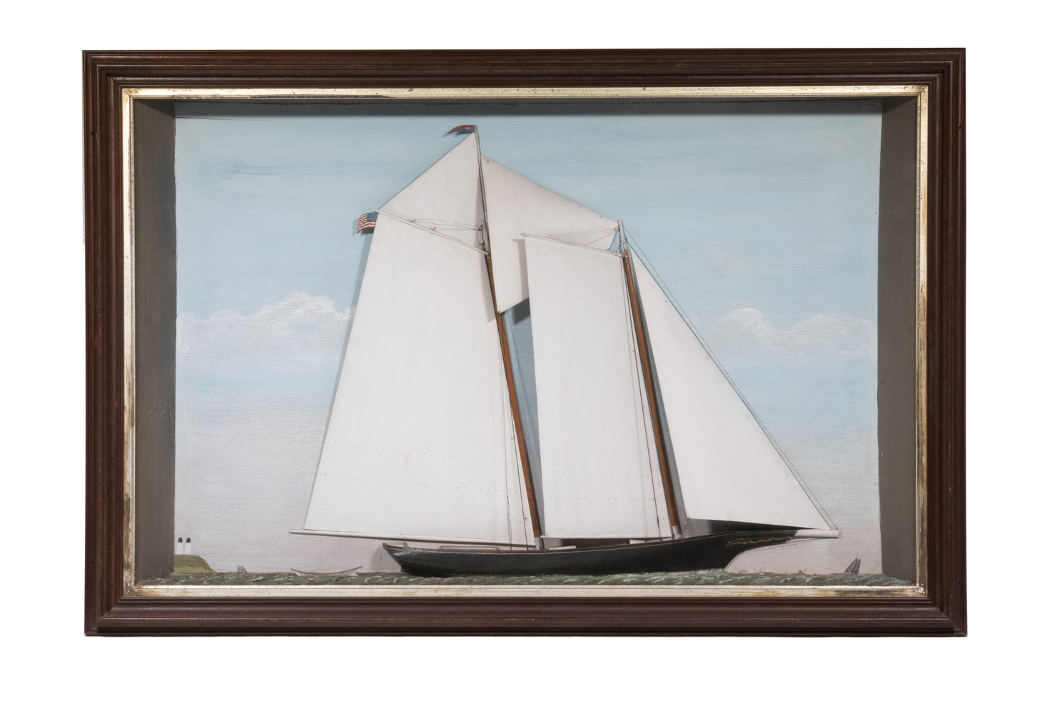 Appraisal: TH C SHADOWBOX MODEL DIORAMA OF A TOPSAIL SCHOONER Fully