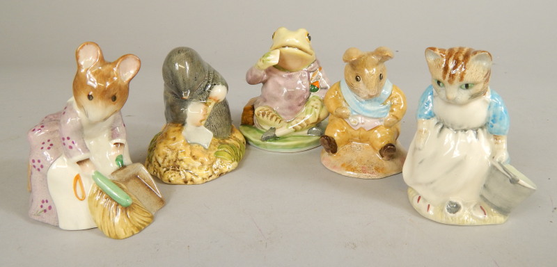 Appraisal: Five Royal Albert Beatrix Potter figures Jeremy Fisher Diggory Diggory