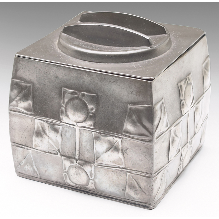 Appraisal: Solkets box design attributed to Archibald Knox pewter with stylized