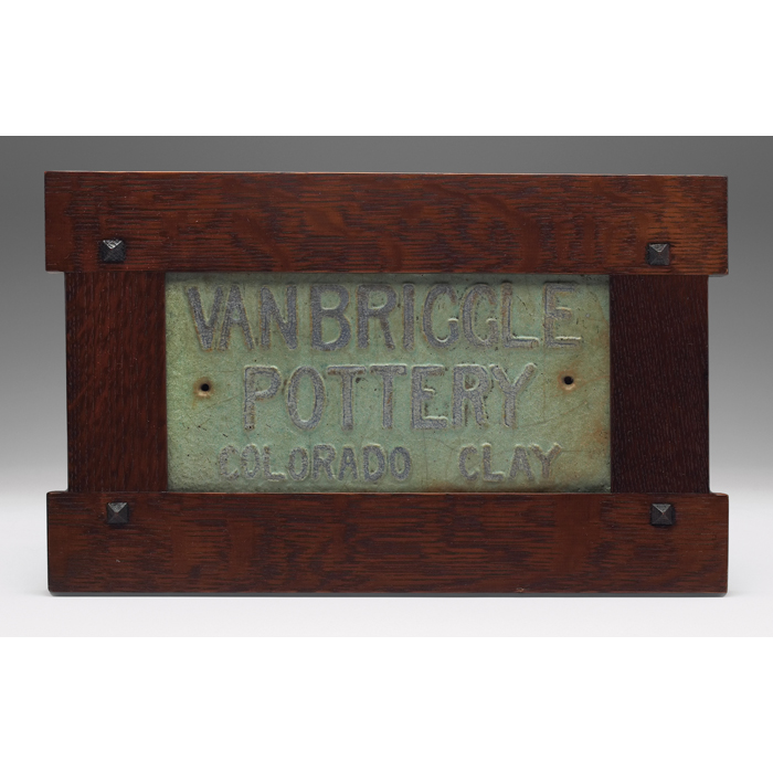 Appraisal: Rare Van Briggle tile probably c - retail sign covered