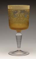 Appraisal: CAMEO GLASS GOBLET Very unusual goblet depicts hunt scene with