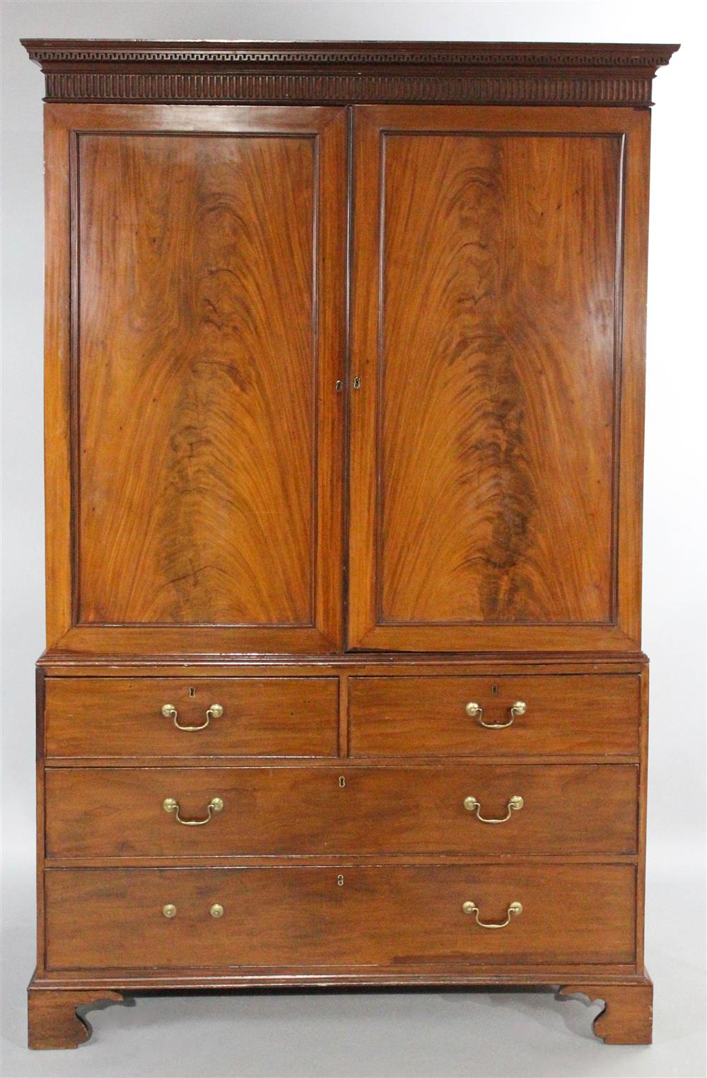 Appraisal: GEORGE III MAHOGANY LINEN PRESS third quarter th Century the