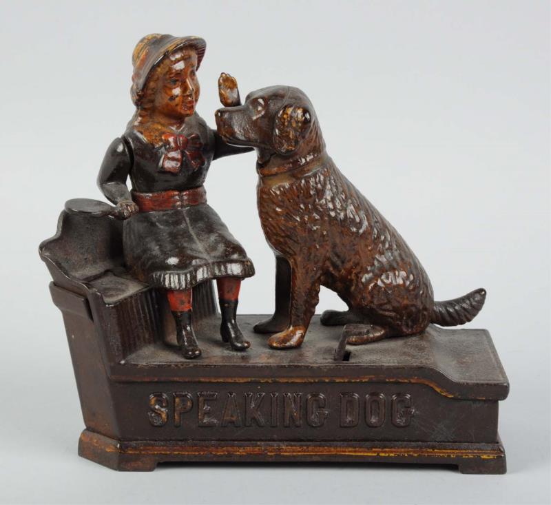 Appraisal: Cast Iron Shepard Speaking Dog Mechanical Bank Looks to be