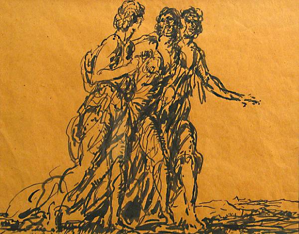 Appraisal: Frank Van Sloun American - Untitled Three figures unsigned and