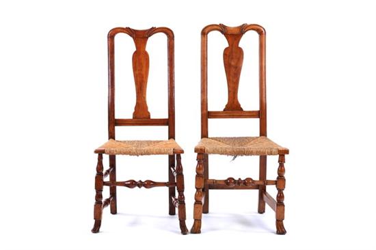 Appraisal: FOUR ASSEMBLED QUEEN ANNE CHERRYWOOD AND MAPLE SIDE CHAIRS Made