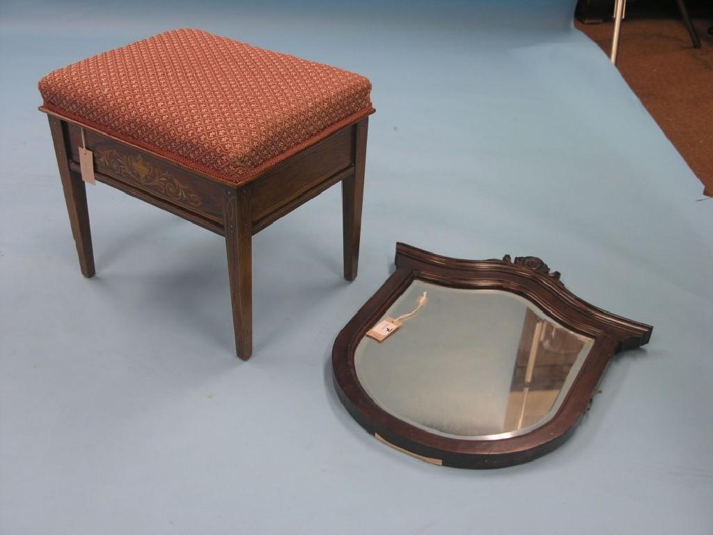 Appraisal: An Edwardian inlaid rosewood piano stool and a pair of