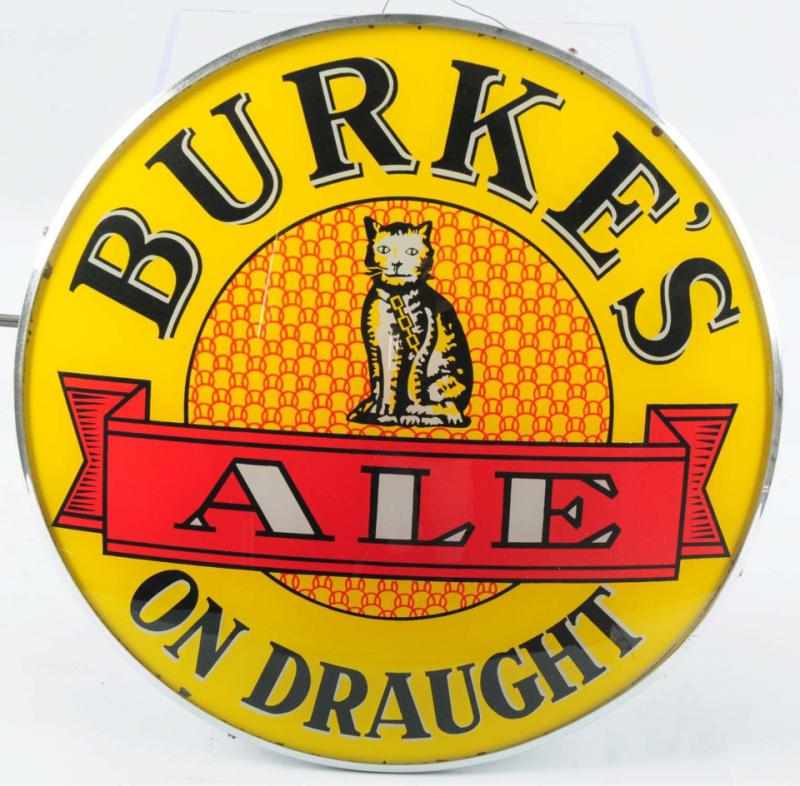 Appraisal: Burke's Ale Reverse Glass Light-Up Gillco Sign Glass is clean