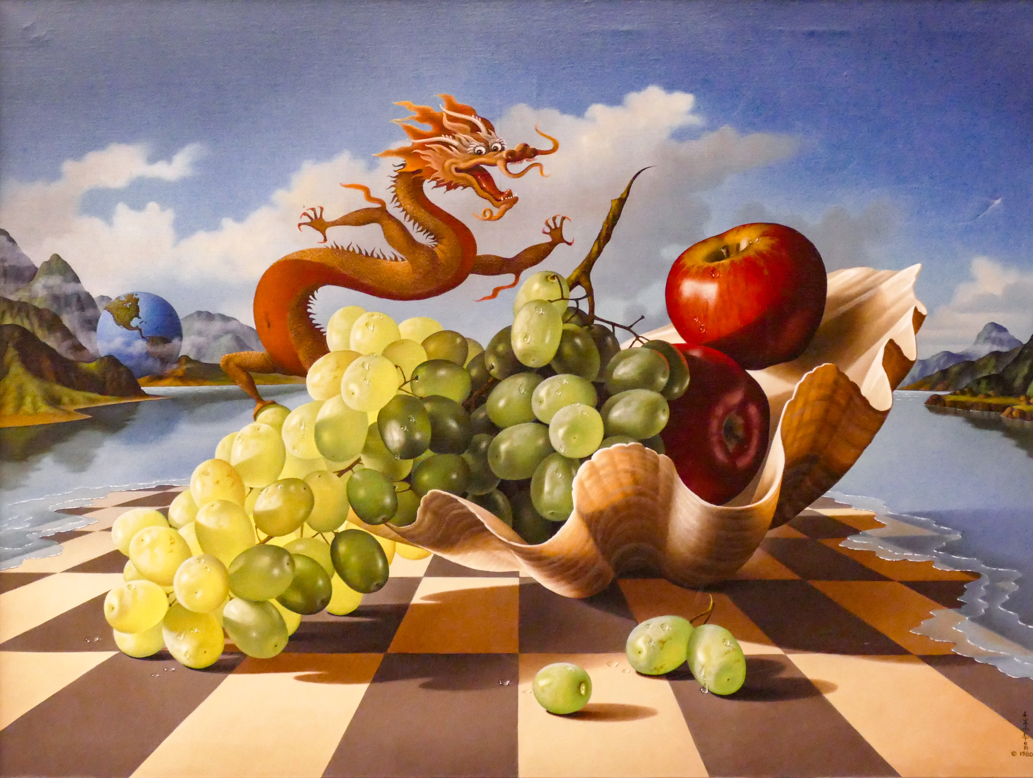 Appraisal: Ilene Meyer - Washington 'Dragon Fruit Still Life' Surrealist Oil