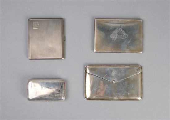 Appraisal: A Group of Four Sterling Card Cases Length of longest