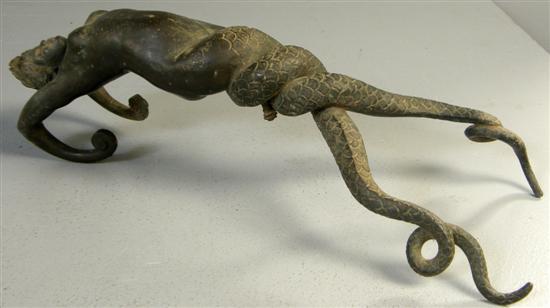 Appraisal: Bronze figure-head model of a stylised mermaid with two entwining