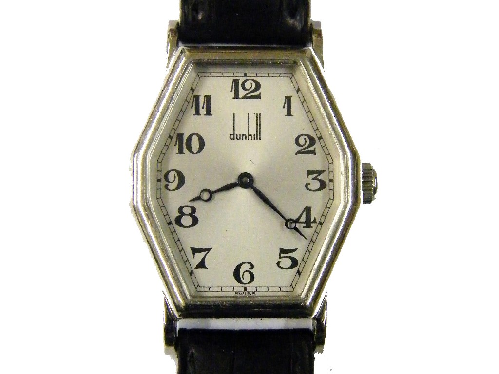 Appraisal: Dunhill octagonal cased stainless steel gentleman's wristwatch the silvered dial