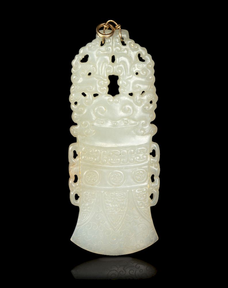 Appraisal: A White Jade Bell-Form Pendant Width in cm A White