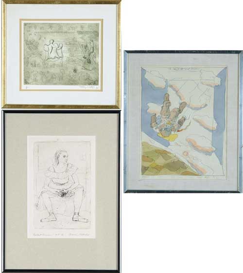 Appraisal: THREE ENGRAVINGS Robert Andrew Parker American - The Death of