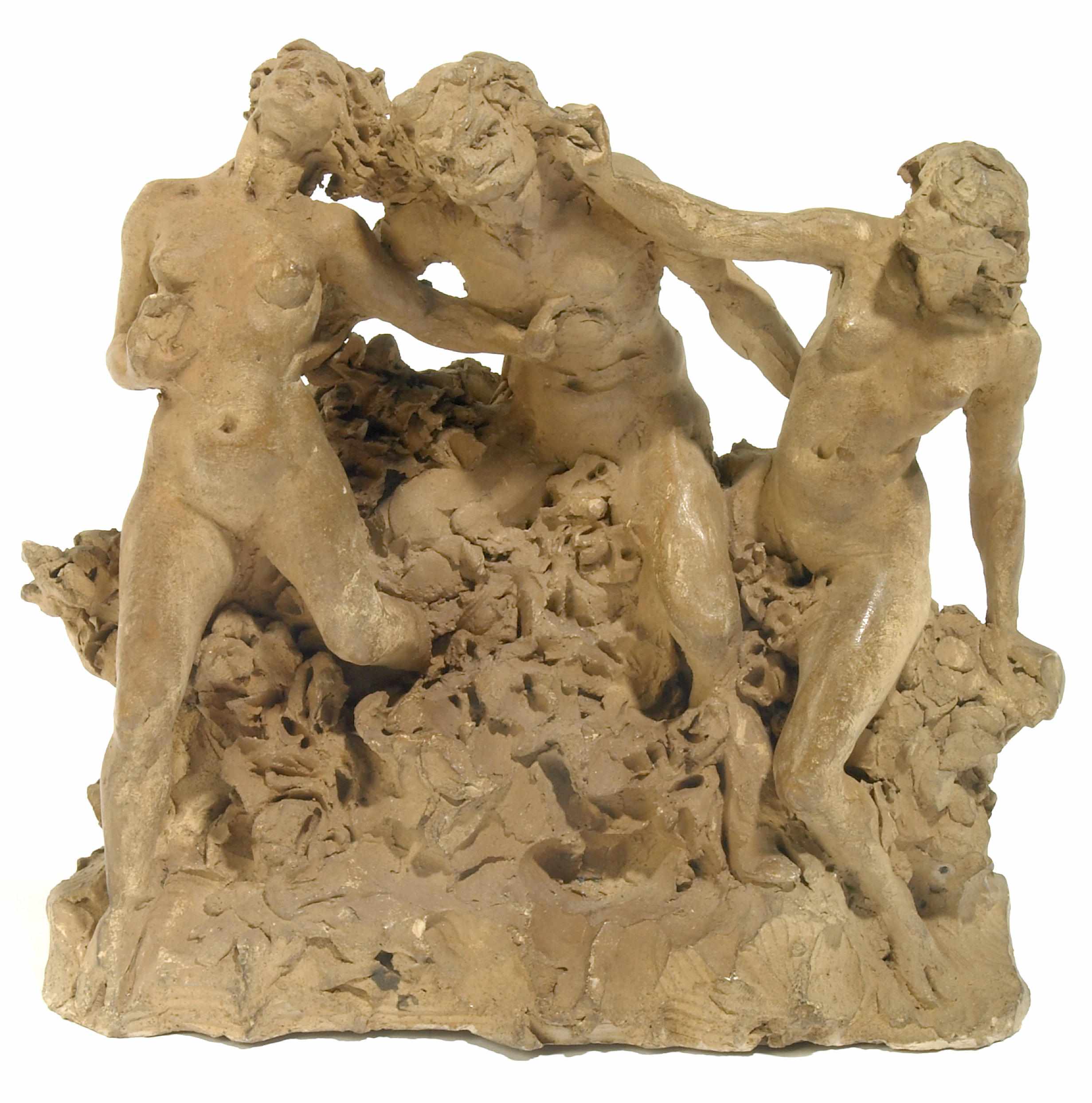 Appraisal: Joe Descomps French - A terracotta group of a satyr