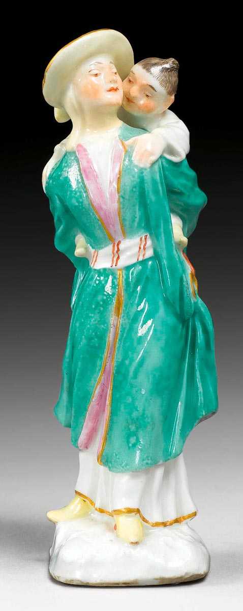 Appraisal: FIGURE OF CHINESE WOMAN WITH CHILD ON HER BACK Meissen