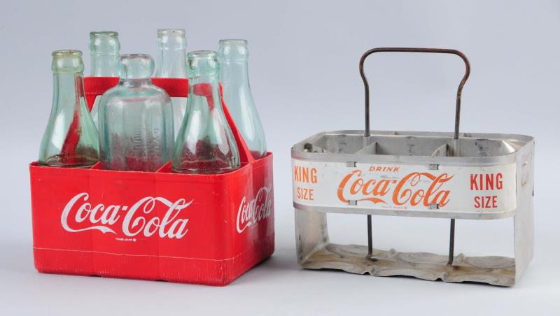 Appraisal: Lot Of Plastic Aluminum Coca-Cola Cartons 's- 's Average to