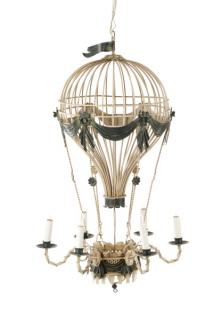 Appraisal: Polychromed Tole Wire Hot Air Balloon Chandelier Continental likely Italian