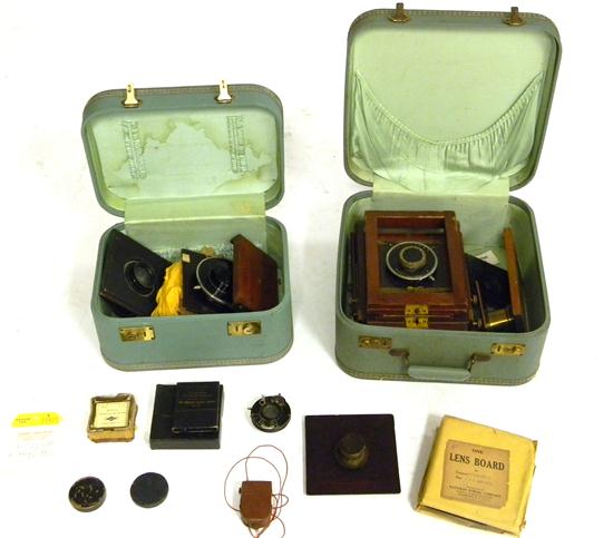 Appraisal: CAMERA and parts fifteen pieces Eastman View No Folding Field