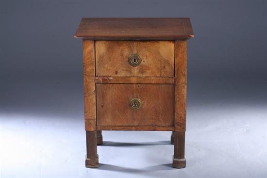 Appraisal: BIEDERMEIER WALNUT-VENEERED NIGHT STAND th century with gilt metal mounts