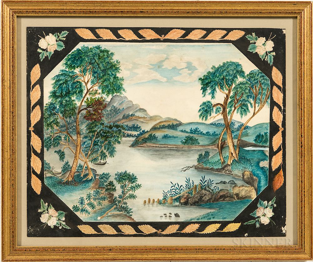 Appraisal: American School th Century Lake and Mountain Scene American School