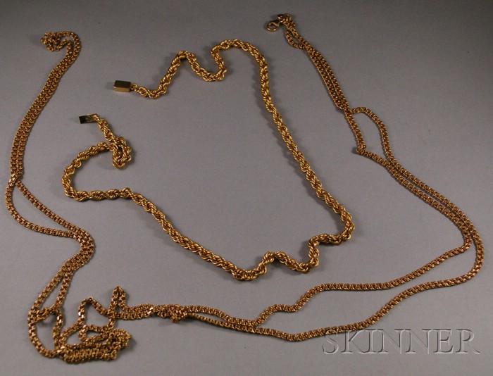 Appraisal: kt Gold Double-strand Chain lg in total dwt together with