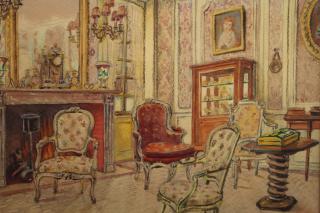 Appraisal: Signed th C Elegant French Interior Scene Signed th C