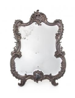 Appraisal: A French Silver Dressing Mirror th th Century of cartouche