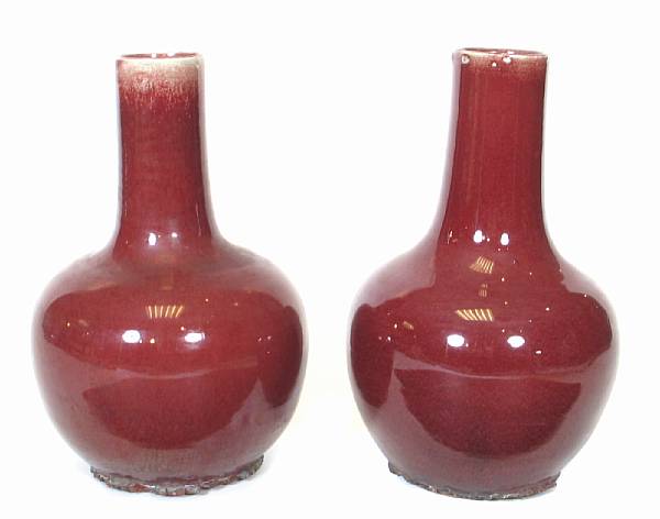 Appraisal: A pair of Chinese oxblood porcelain vases height in diameter