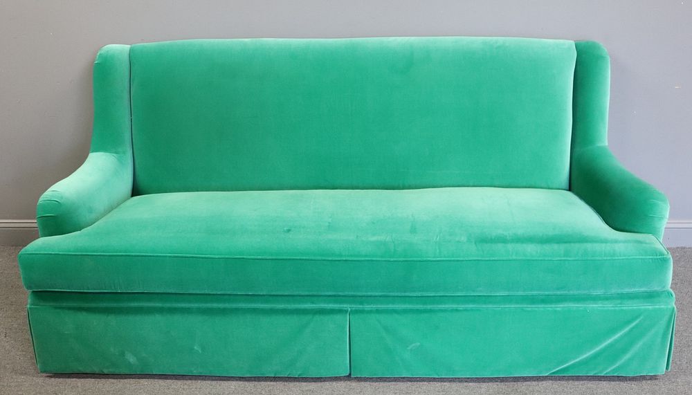 Appraisal: Contemporary Upholstered Sofa With Spare Cushion From the familial estate