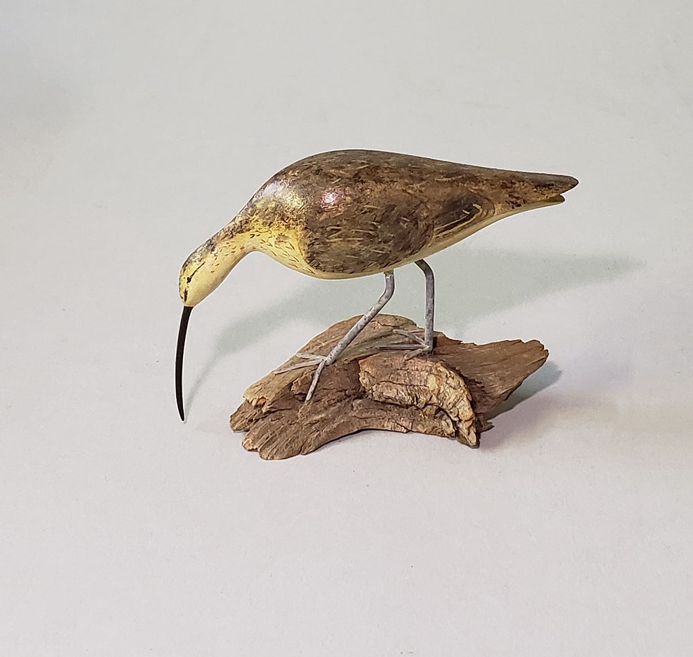 Appraisal: Miniature Hand Carved and Painted Shorebird Decoy Miniature Hand Carved