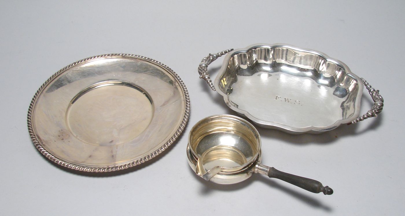 Appraisal: THREE STERLING SILVER HOLLOWWARE PIECES By various makers Includes a