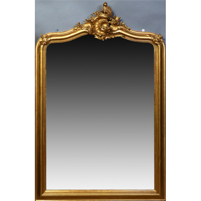 Appraisal: French Louis XV Style Gilt and Gesso Overmantel Mirror late