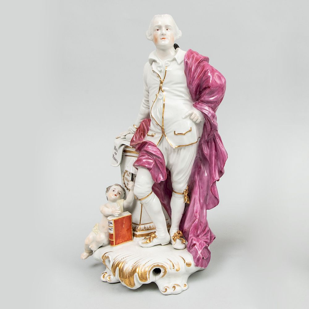 Appraisal: Derby Porcelain Figure of Shakespeare Unmarked with plastic three strip