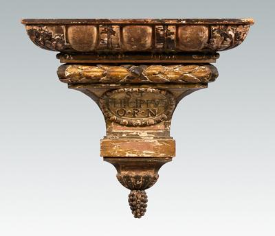 Appraisal: Continental th century bracket painted and gilt wood bracket above