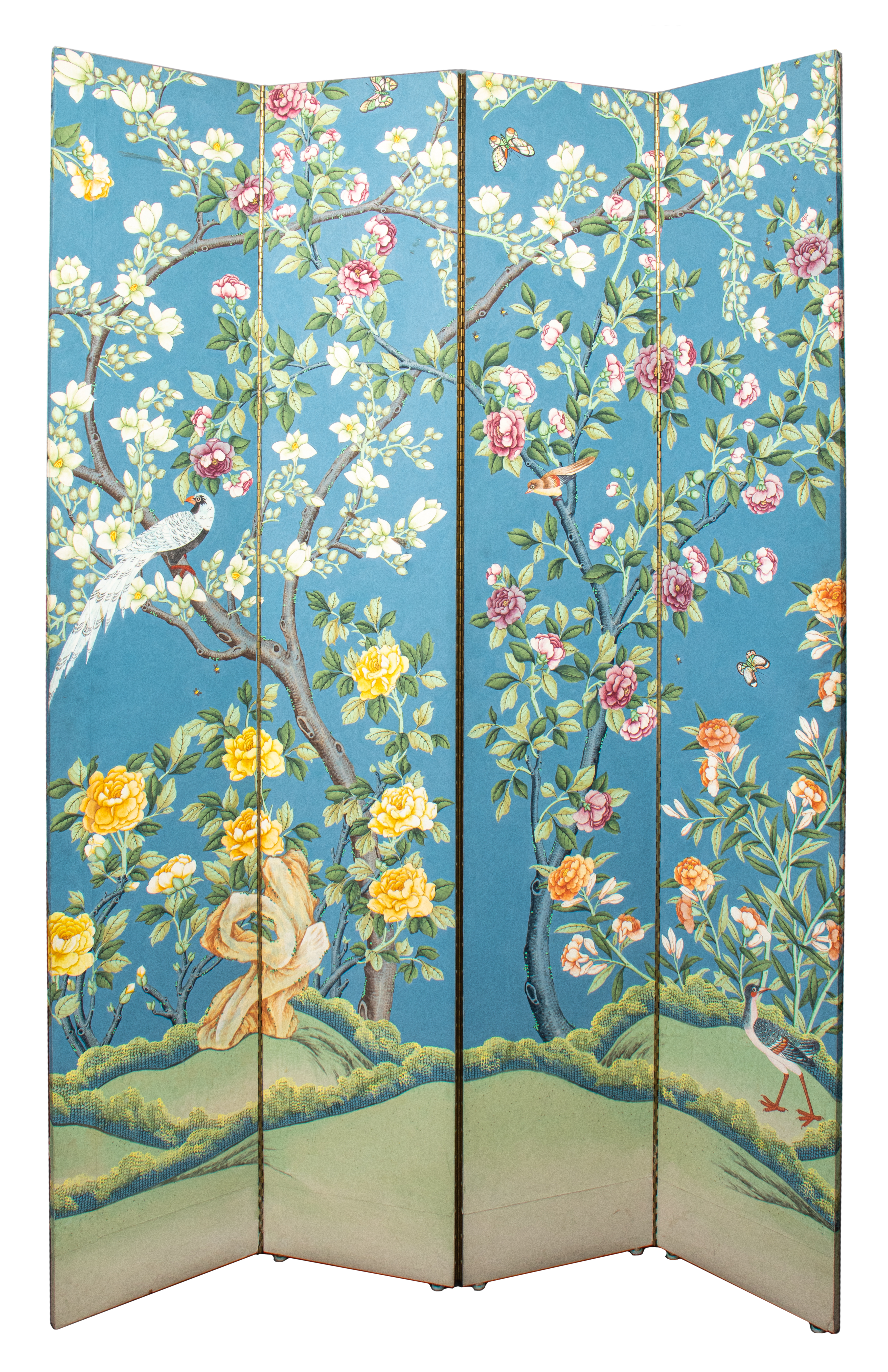 Appraisal: GRACIE HAND-PAINTED CHINESE PAPER PANEL SCREEN Gracie Brothers hand-painted Chinese