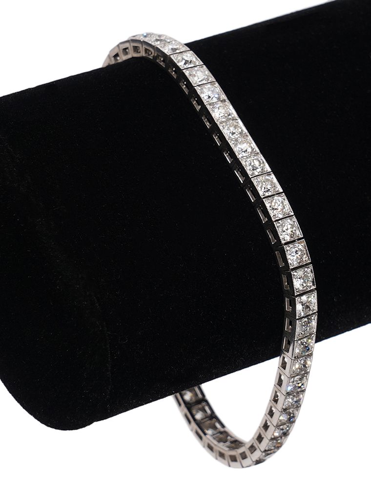 Appraisal: Art Deco Ct Diamond Platinum Tennis Bracelet Art Deco platinum