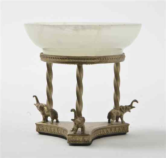 Appraisal: An Onyx and Gilt Metal Bowl on Stand the onyx