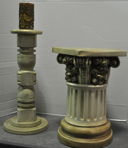 Appraisal: Candlestand Display PedestalCandlestand is wooden with gilt finish H Pedestal