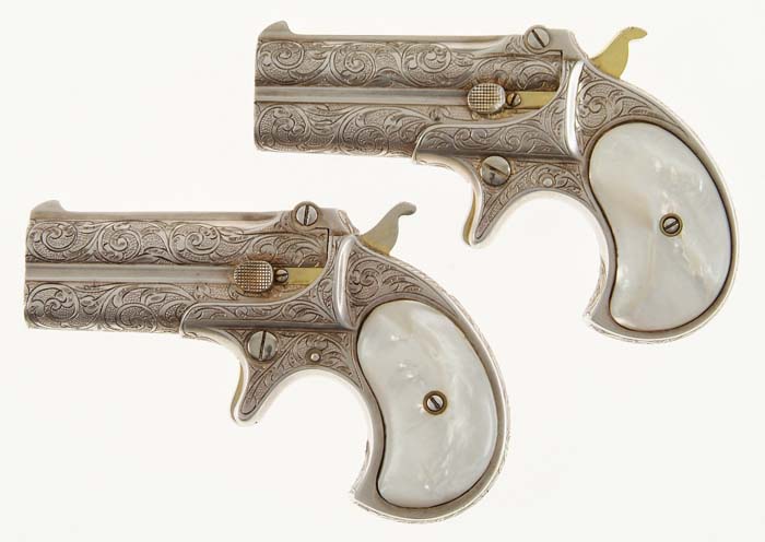 Appraisal: TWO ENGRAVED REMINGTON OVER UNDER DERRINGERS Cal RF SN Both