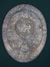 Appraisal: WALLHANGING SILVERPLATE SHIELD - Large decorative shield covered in finely