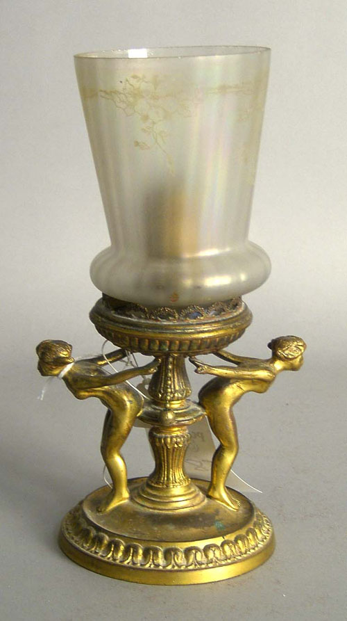 Appraisal: American gilt bronze table lamp early th c marked AMW