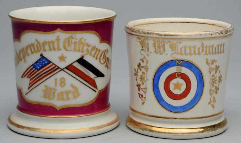 Appraisal: Lot of Fraternal Shaving Mugs Includes one with an American