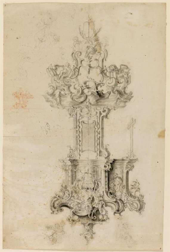 Appraisal: SOUTH GERMAN TH CENTURY Sketch for a pulpit Grey pen