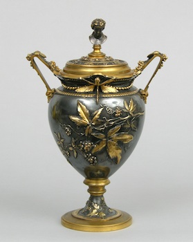 Appraisal: An Aesthetic Movement Mixed Metals Lidded Urn A lovely Aesthetic