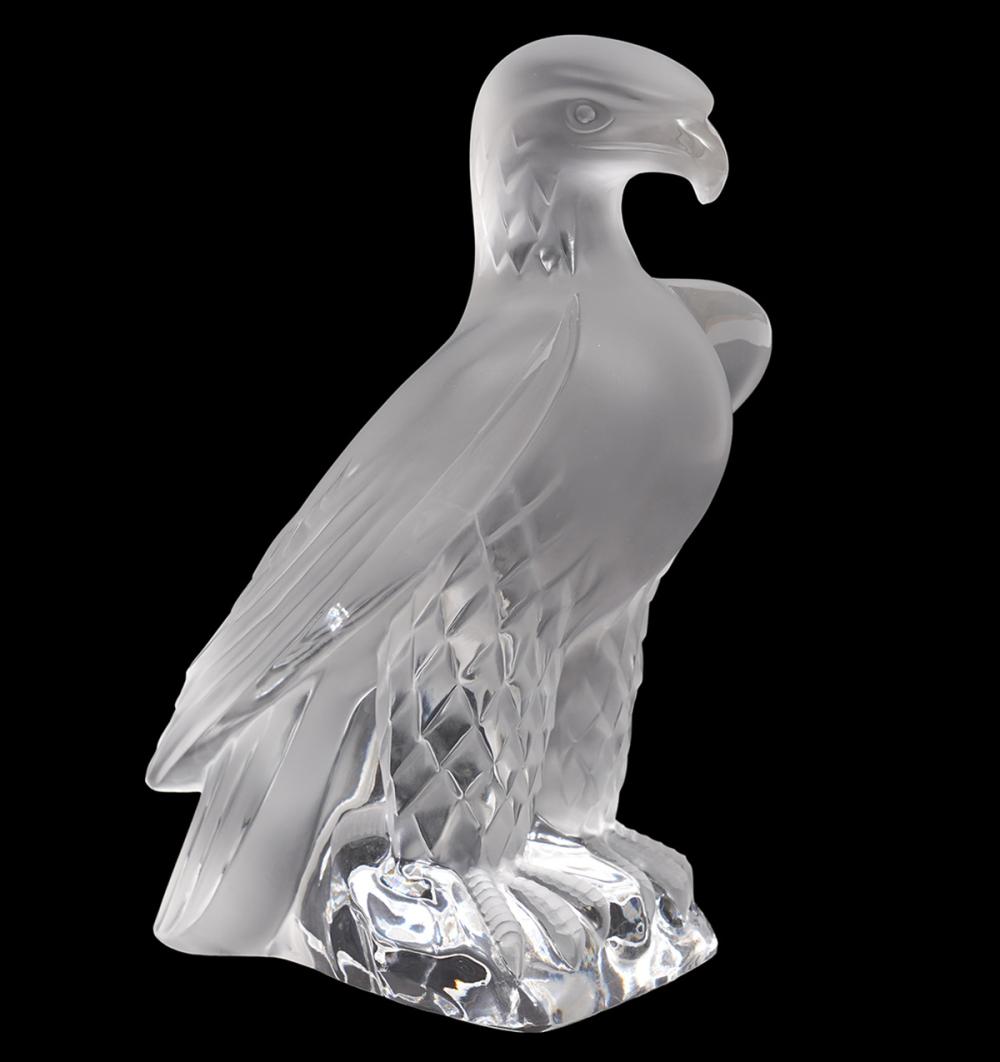 Appraisal: LALIQUE FROSTED CRYSTAL EAGLE FIGURINELalique frosted crystal eagle figure perched