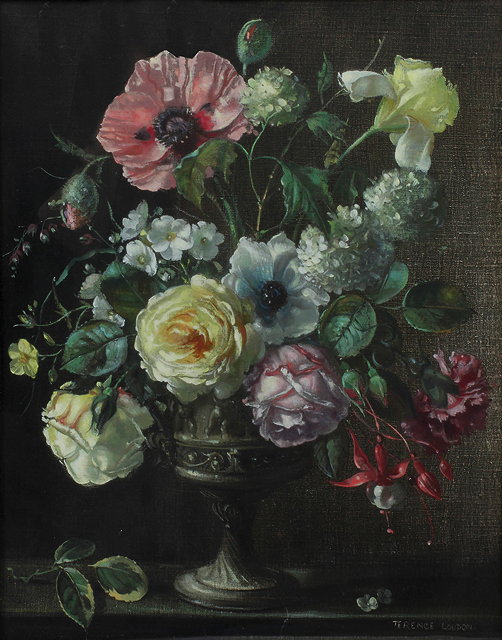 Appraisal: TERENCE LOUDON - A STILL LIFE vase of flowers signed