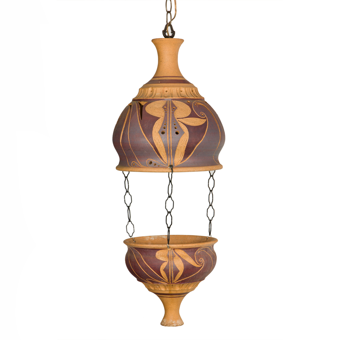 Appraisal: A STUDIO POTTERY HANGING TWO-SECTION HANGING LAMP A Studio pottery