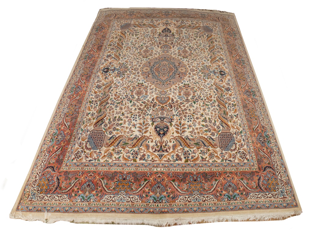 Appraisal: KASHMIR PICTORIAL FLORAL RUG ' X ' Kashmir Kerman manner